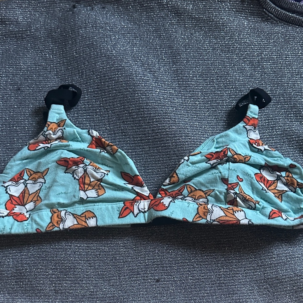 MeUndies Fox Pattern Bralette in Teal and Orange
